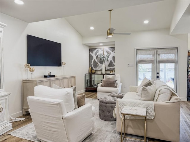 616 Marina Dr, Slidell, LA 70458 - living area with recessed lighting, wood finished floors, baseboards, and a ceiling fan