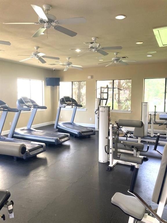 6765 Corporate Blvd Unit 11102, Baton Rouge, LA 70809 - exercise room with recessed lighting and baseboards