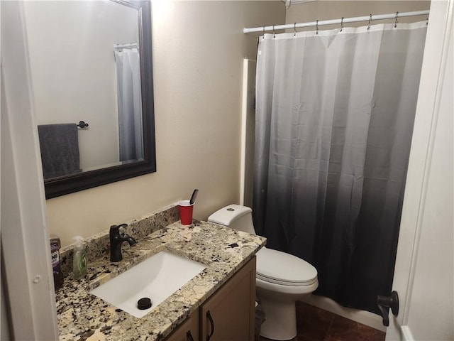 68 Camelia Trce, New Orleans, LA 70114 - bathroom featuring vanity, toilet, tile patterned floors, and curtained shower