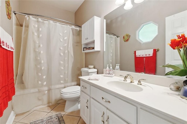 1424 Woodmere Dr, Mandeville, LA 70471 - full bathroom with vanity, shower / tub combo, toilet, and tile patterned floors