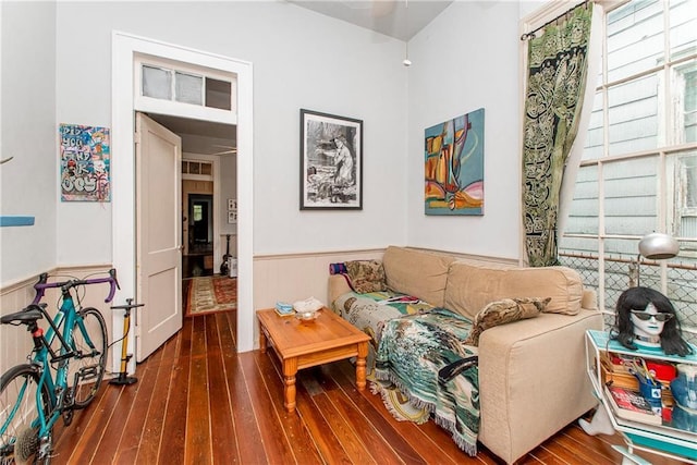 262830 N Rampart St, New Orleans, LA 70117 - living area with a wainscoted wall and wood-type flooring