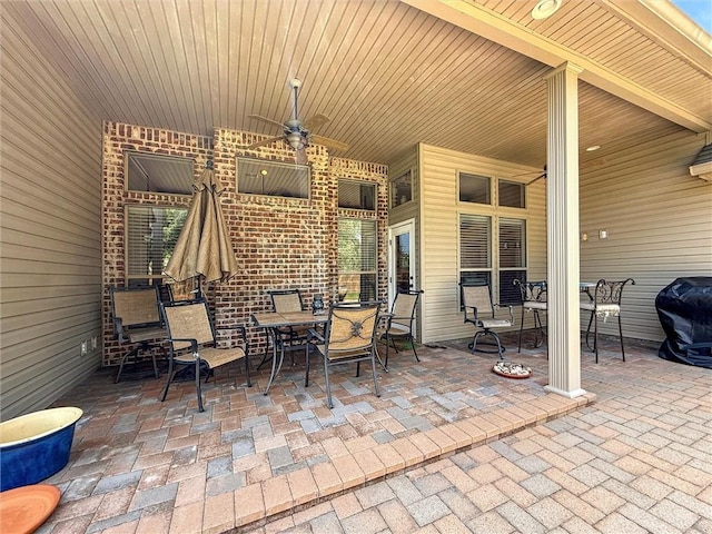 232 Old Mill Loop, Pearl River, LA 70452 - view of patio / terrace featuring outdoor dining area, a ceiling fan, and area for grilling