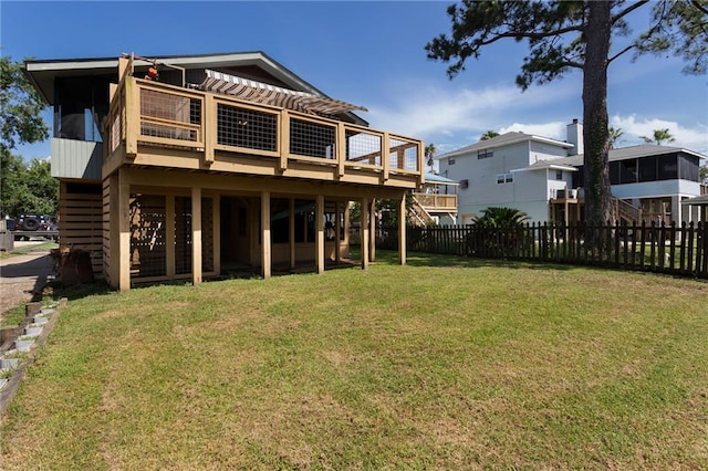 3113 Bayou View Pl, Slidell, LA 70458 - rear view of house with a wooden deck and stairway