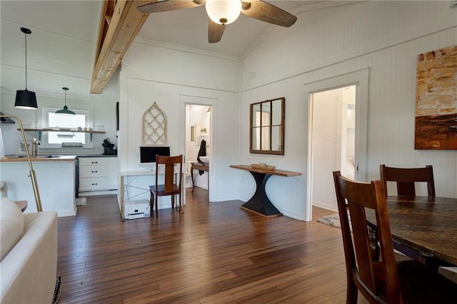 3113 Bayou View Pl, Slidell, LA 70458 - dining area featuring dark wood-style flooring and ceiling fan