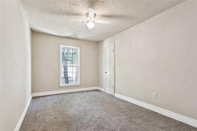 1928 Barbara Dr, Slidell, LA 70458 - carpeted empty room with a textured ceiling, a ceiling fan, and baseboards