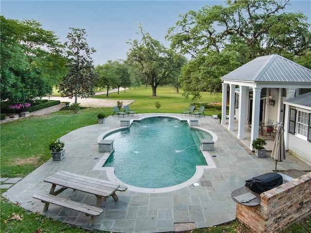20263 Brunning Rd, Covington, LA 70435 - outdoor pool featuring a patio and a lawn