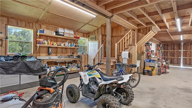 20263 Brunning Rd, Covington, LA 70435 - garage featuring wooden walls