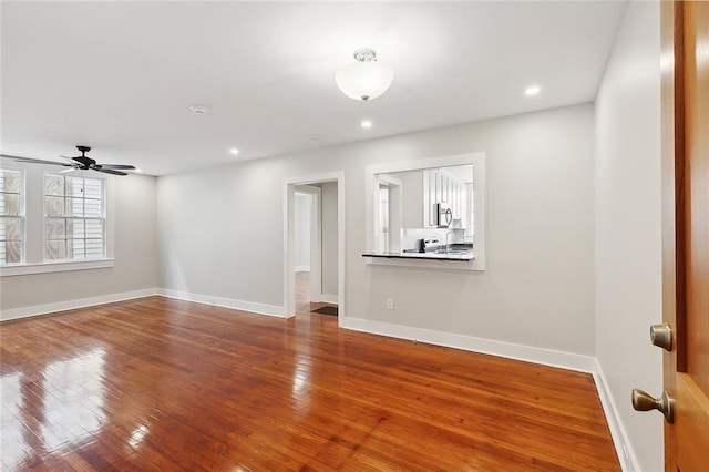 1530 Bordeaux St Unit C, New Orleans, LA 70115 - spare room with hardwood / wood-style flooring, ceiling fan, baseboards, and recessed lighting
