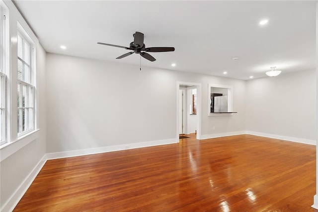 1530 Bordeaux St Unit C, New Orleans, LA 70115 - empty room with wood-type flooring, baseboards, a ceiling fan, and recessed lighting