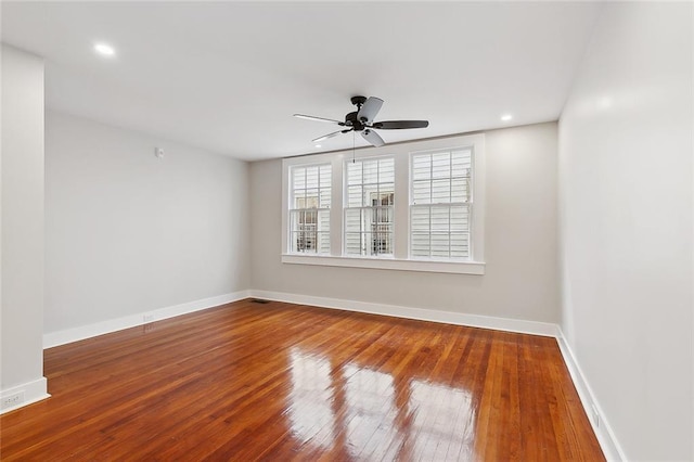 1530 Bordeaux St Unit C, New Orleans, LA 70115 - empty room with hardwood / wood-style flooring, baseboards, a ceiling fan, and recessed lighting