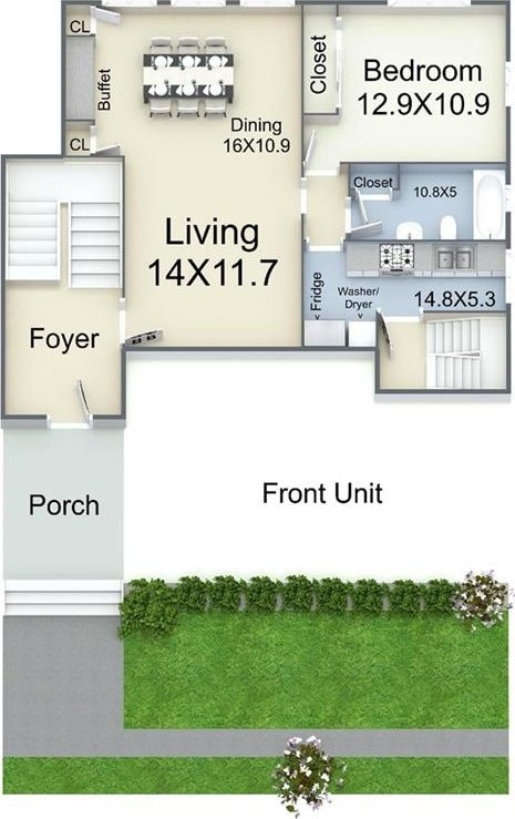 1530 Bordeaux St Unit C, New Orleans, LA 70115 - property floor plan