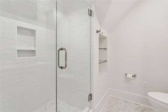 516 N Corniche Du Lac, Covington, LA 70433 - full bathroom featuring toilet, a shower stall, and baseboards