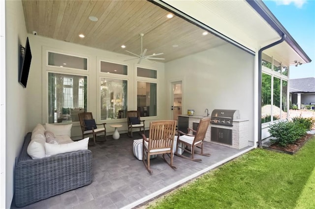 516 N Corniche Du Lac, Covington, LA 70433 - view of patio featuring ceiling fan and a sink