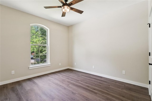 4251 Poplar Dr, Slidell, LA 70461 - unfurnished room with ceiling fan, dark wood-style floors, and baseboards