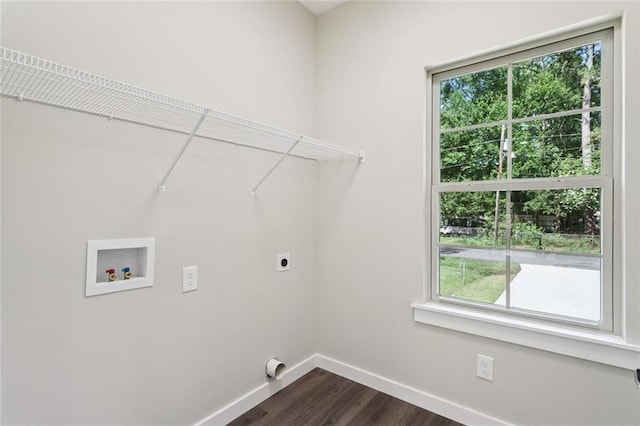 4251 Poplar Dr, Slidell, LA 70461 - laundry area with hookup for an electric dryer, healthy amount of natural light, baseboards, and washer hookup