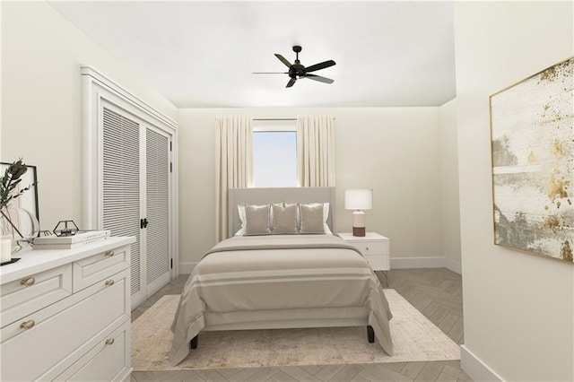 4909 Sunny Pl, Metairie, LA 70006 - bedroom featuring baseboards and a ceiling fan