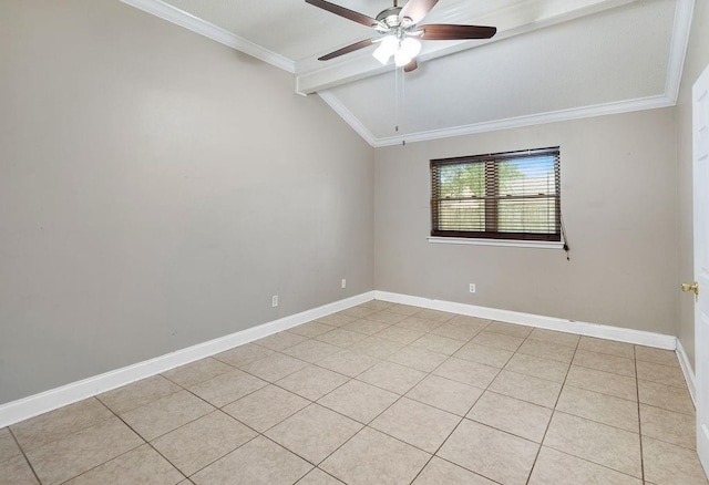 1714 Kings Row, Slidell, LA 70461 - spare room with ceiling fan, baseboards, ornamental molding, and light tile patterned floors