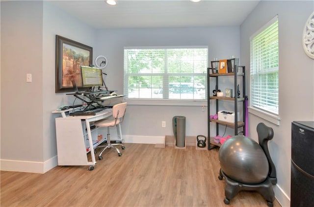 141 Audubon Dr, Mandeville, LA 70471 - office space with wood finished floors, baseboards, and recessed lighting