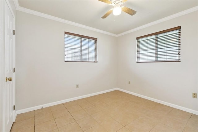 2716 Volpe Dr, Chalmette, LA 70043 - unfurnished room featuring healthy amount of natural light, crown molding, a ceiling fan, and baseboards