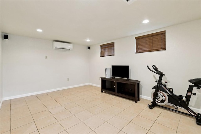 2716 Volpe Dr, Chalmette, LA 70043 - exercise area with a wall mounted AC, recessed lighting, and baseboards