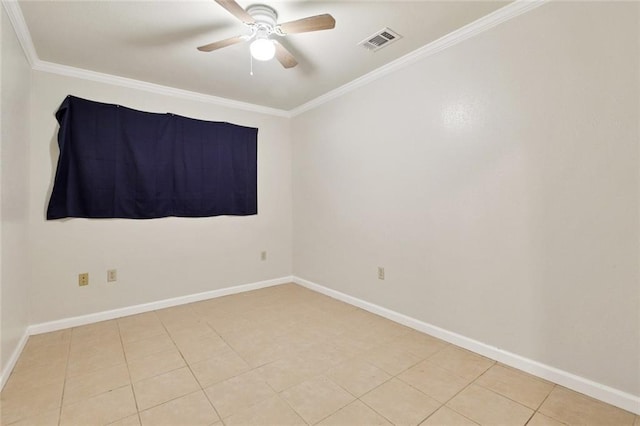 2716 Volpe Dr, Chalmette, LA 70043 - empty room with crown molding, a ceiling fan, light tile patterned floors, and baseboards