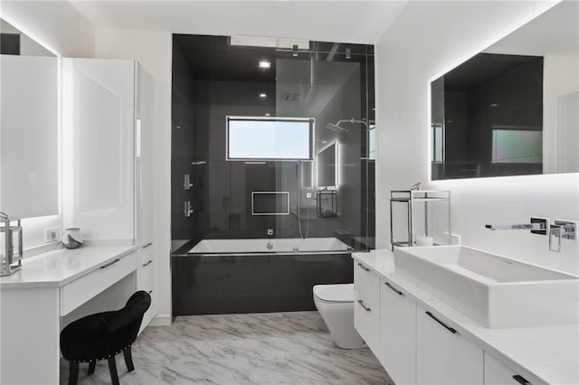 1900 Giuffrias Ave, Metairie, LA 70001 - full bath with toilet, shower / bathtub combination, marble finish floors, and vanity