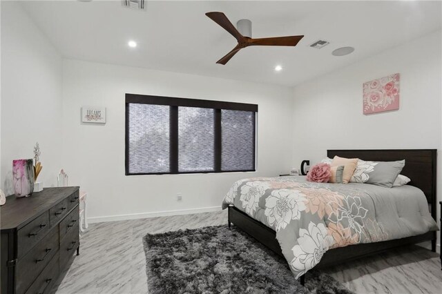1900 Giuffrias Ave, Metairie, LA 70001 - bedroom with recessed lighting, baseboards, a ceiling fan, and light wood finished floors