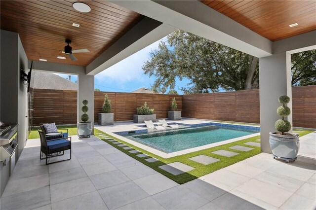 1900 Giuffrias Ave, Metairie, LA 70001 - view of pool featuring a ceiling fan, a fenced backyard, and a patio
