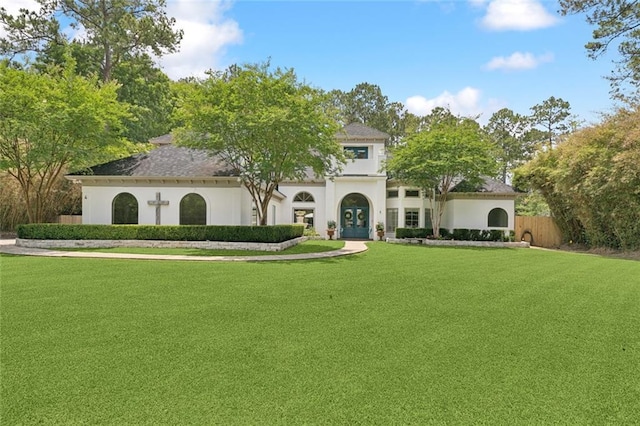 4 N Azalea Dr, Covington, LA 70433 - view of front of house with stucco siding and french doors