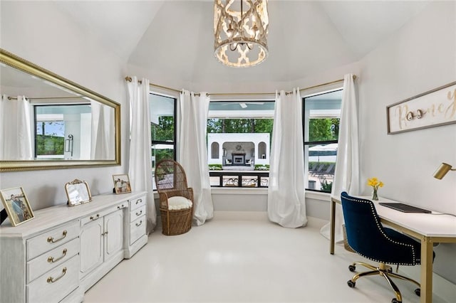 4 N Azalea Dr, Covington, LA 70433 - office with vaulted ceiling and a chandelier
