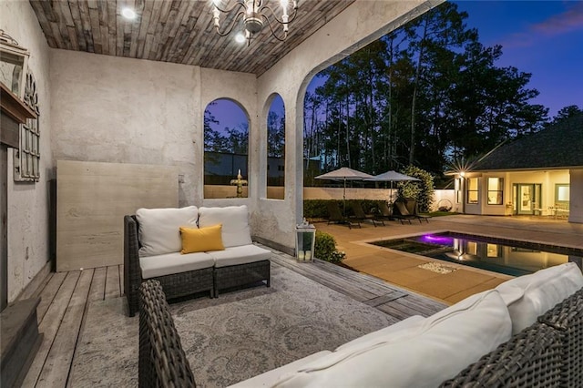 4 N Azalea Dr, Covington, LA 70433 - view of patio / terrace featuring an outdoor hangout area, an outdoor pool, and a wooden deck