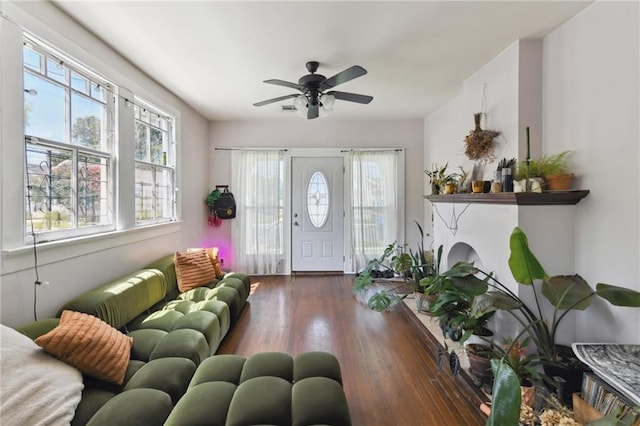 7328-30 Spruce St, New Orleans, LA 70118 - foyer with ceiling fan and wood finished floors