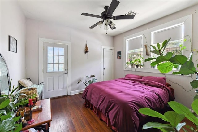 7328-30 Spruce St, New Orleans, LA 70118 - bedroom with hardwood / wood-style floors, baseboards, and ceiling fan