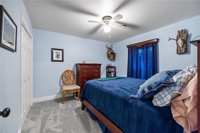 18332 Honeysuckle Dr, Ponchatoula, LA 70454 - carpeted bedroom featuring a closet, a ceiling fan, and baseboards