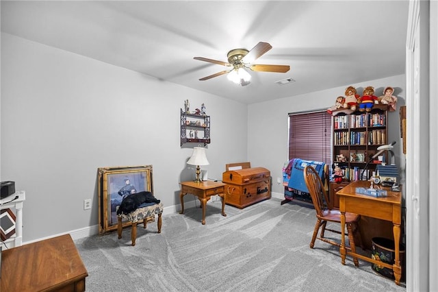 18332 Honeysuckle Dr, Ponchatoula, LA 70454 - office space featuring ceiling fan, carpet, and baseboards