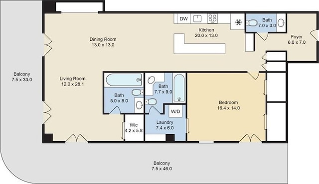 330 Morgan St Unit 201, New Orleans, LA 70114 - view of room layout