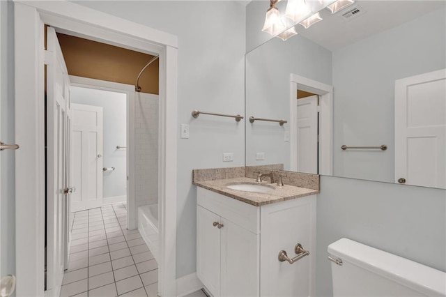 324 Fairway Dr, New Orleans, LA 70124 - full bath with tile patterned floors, vanity, toilet, and shower / bath combination with curtain