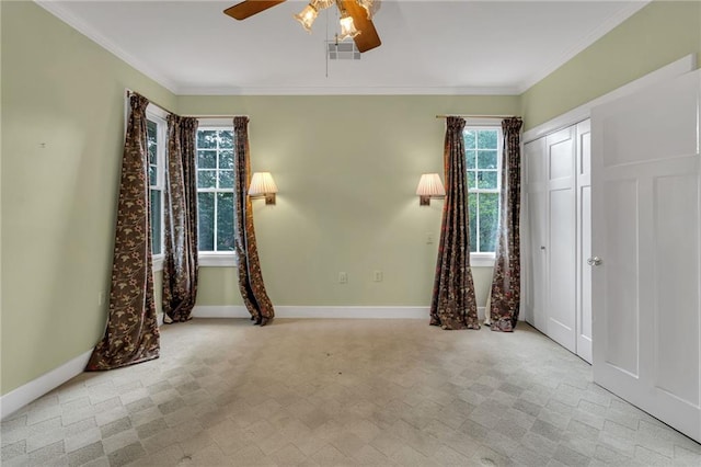 324 Fairway Dr, New Orleans, LA 70124 - unfurnished room with ceiling fan, baseboards, and ornamental molding