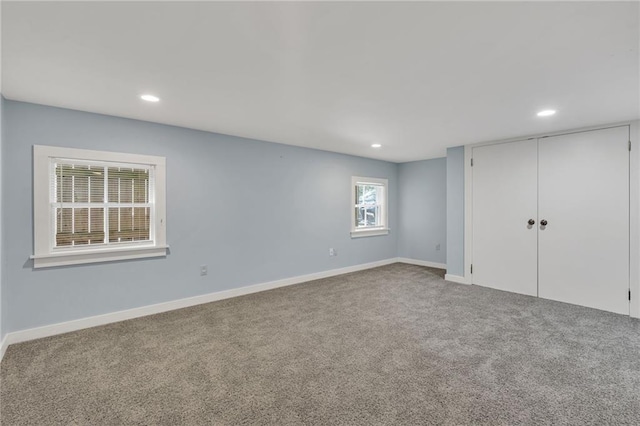 324 Fairway Dr, New Orleans, LA 70124 - below grade area featuring recessed lighting, carpet flooring, and baseboards