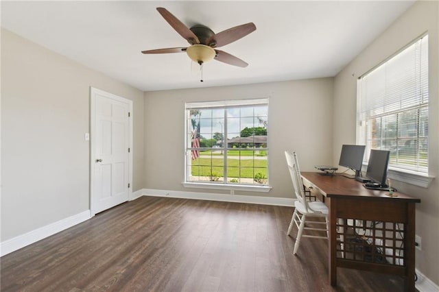2351 Ormond Blvd, Destrehan, LA 70047 - office space with baseboards, wood finished floors, and ceiling fan