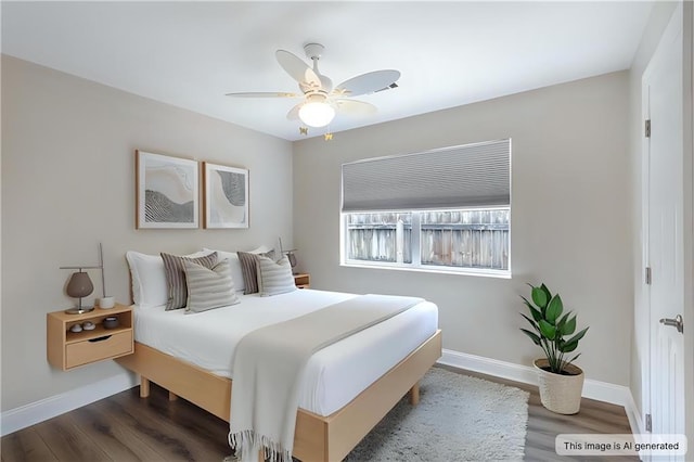 70382 10th St, Covington, LA 70433 - bedroom featuring dark wood-style flooring, baseboards, and ceiling fan