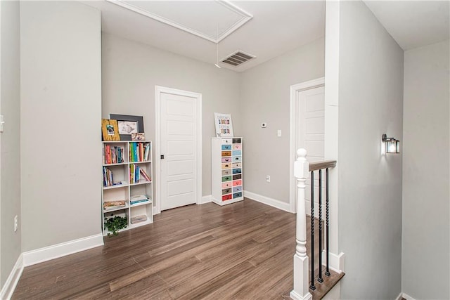 5 Leeward Ct, New Orleans, LA 70131 - interior space featuring attic access and wood finished floors