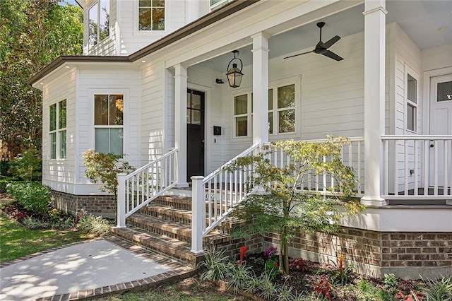 222527 Iberville St, New Orleans, LA 70119 - property entrance featuring ceiling fan and a porch