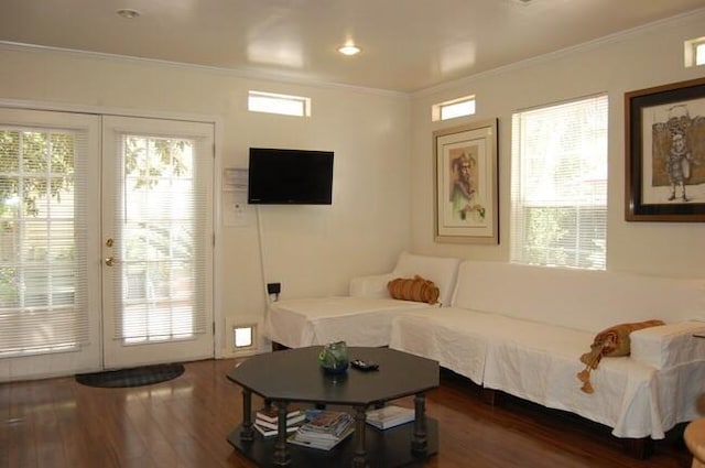 1510 Camp St, New Orleans, LA 70130 - living room with crown molding and wood finished floors