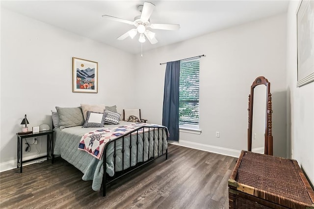 1115 Primrose Dr, Boutte, LA 70039 - bedroom with wood finished floors, baseboards, and ceiling fan