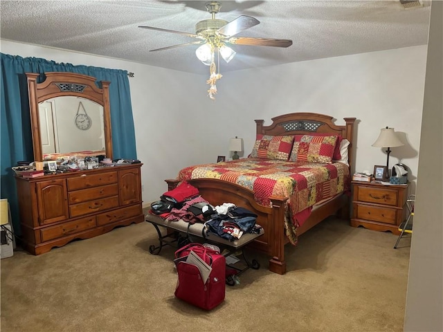 805 W Howze Beach Rd, Slidell, LA 70458 - bedroom featuring carpet floors, a textured ceiling, and ceiling fan