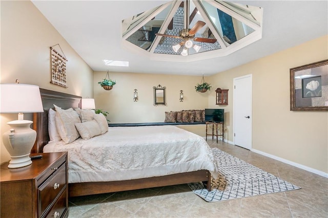 1163 Marina Dr Unit 1163, Slidell, LA 70458 - bedroom with a skylight, tile patterned flooring, baseboards, and a tray ceiling