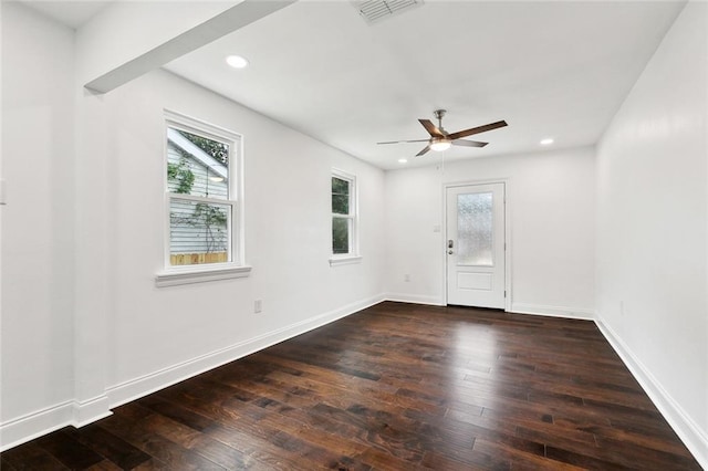 903 N Turnbull Dr, Metairie, LA 70001 - empty room featuring ceiling fan, dark wood-style floors, and recessed lighting