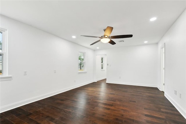 903 N Turnbull Dr, Metairie, LA 70001 - spare room with dark wood-type flooring, a ceiling fan, and recessed lighting
