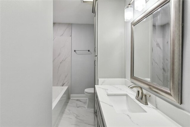 903 N Turnbull Dr, Metairie, LA 70001 - full bathroom with marble finish flooring, vanity, and  shower combination